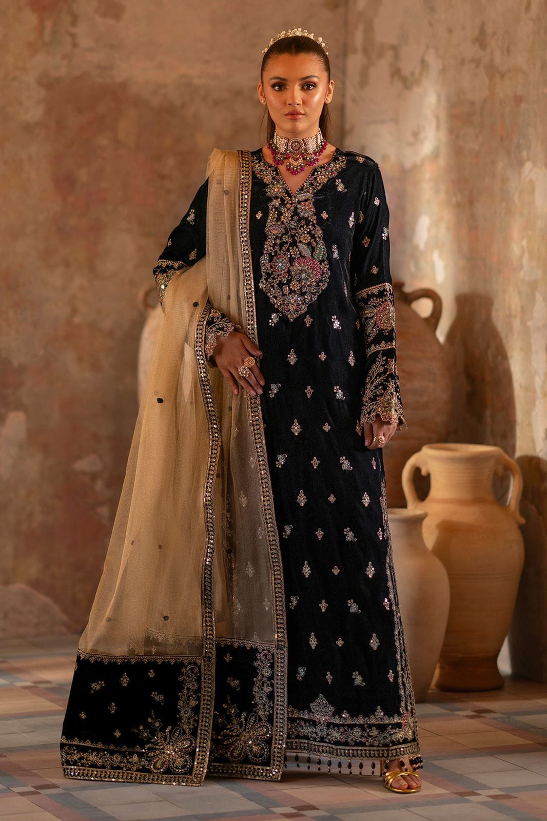 Velvet Fully Heavy Alternet Embroidered Suit